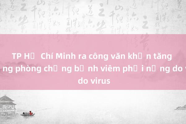 TP Hồ Chí Minh ra công văn khẩn tăng cường phòng chống bệnh viêm phổi nặng do virus