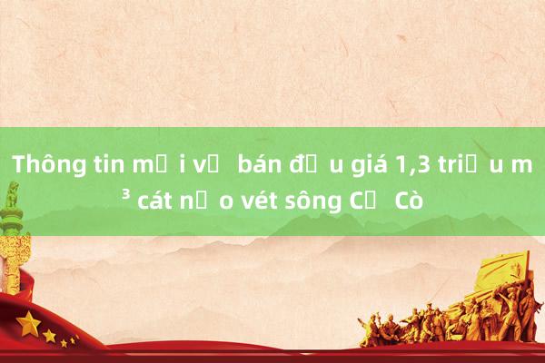 Thông tin mới vụ bán đấu giá 1，3 triệu m³ cát nạo vét sông Cổ Cò