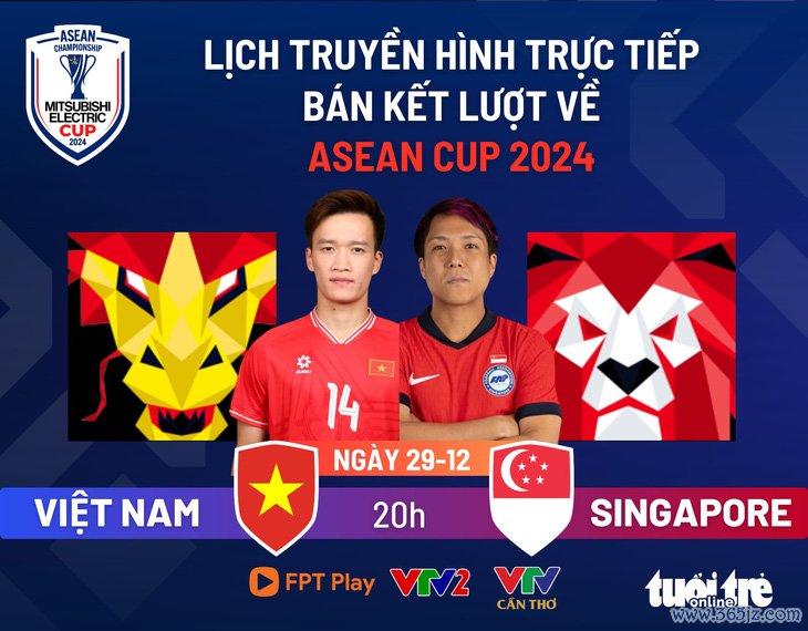 Lịch trực tiếp bán kết lượt về ASEAN Cup 2024: Việt Nam đấu Singapore - Ảnh 1.