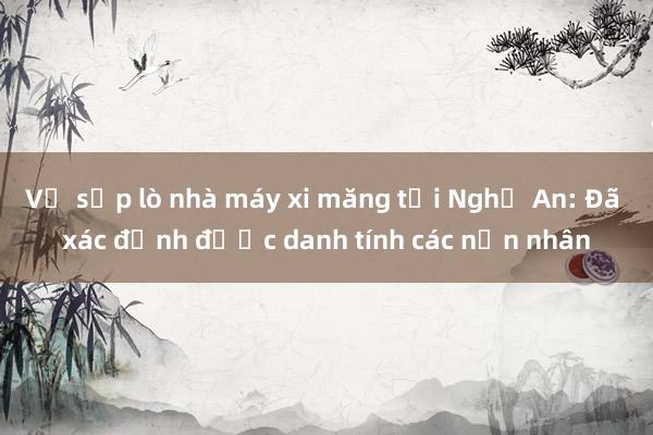 Vụ sập lò nhà máy xi măng tại Nghệ An: Đã xác định được danh tính các nạn nhân